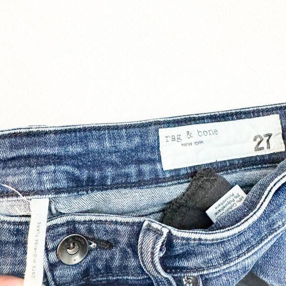 Rag & Bone Split Hem Cate Mid-Rise Flare Denim Jeans Size 27 - Picture 6 of 9
